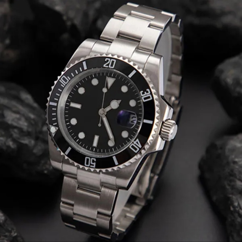 Luxury Silver and Black Men's Watch